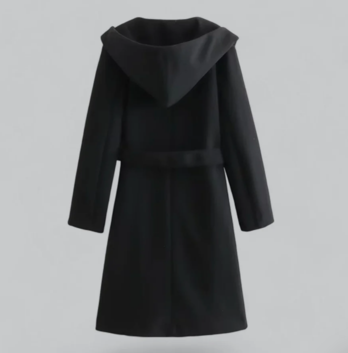 Calytrix Lange Mantel – Elegante Damesmantel met Ceintuur en Capuchon