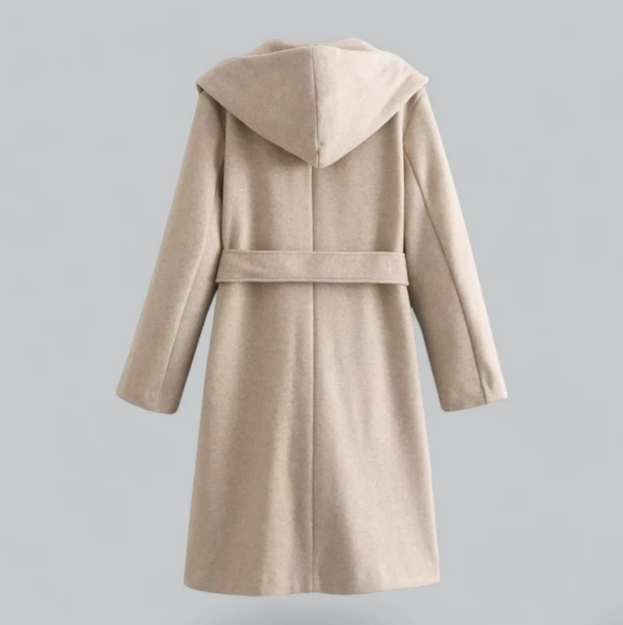 Calytrix Lange Mantel – Elegante Damesmantel met Ceintuur en Capuchon