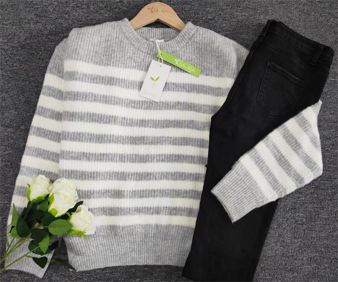 Maribel Trui – Gestreepte Damestrui met Zachte Pasvorm en Nautische Uitstraling