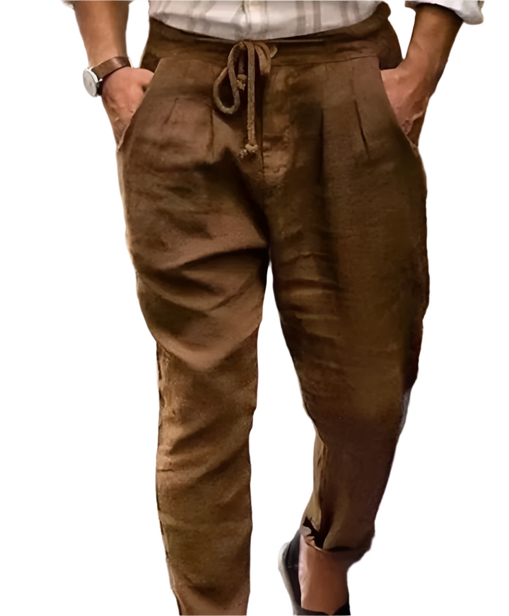 Solano Linnen Herenbroek – Luchtige Casual Broek met Trekkoord en Losse Pasvorm