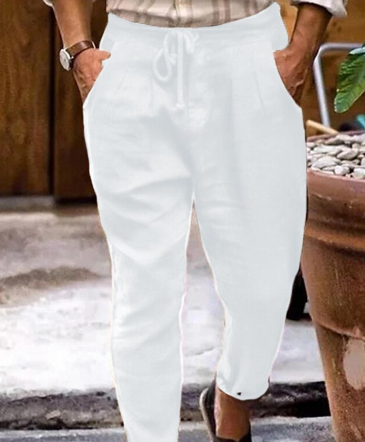 Solano Linnen Herenbroek – Luchtige Casual Broek met Trekkoord en Losse Pasvorm