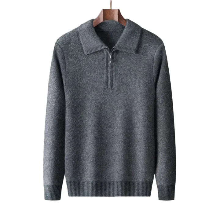 Caius Cashmere-Alpaca Zip Trui – Luxe en Tijdloze Warmte voor Heren