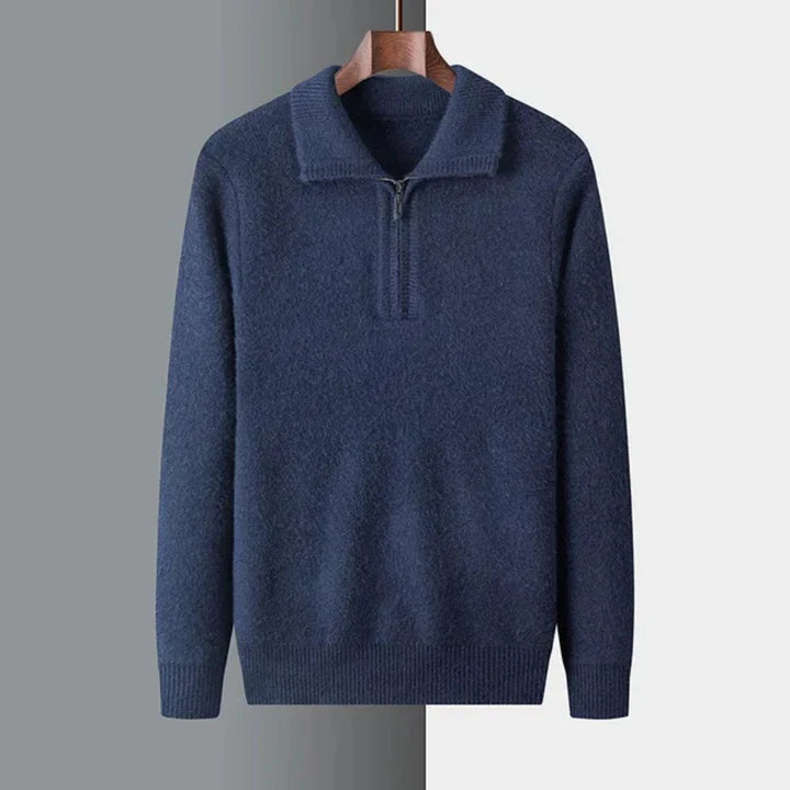 Caius Cashmere-Alpaca Zip Trui – Luxe en Tijdloze Warmte voor Heren