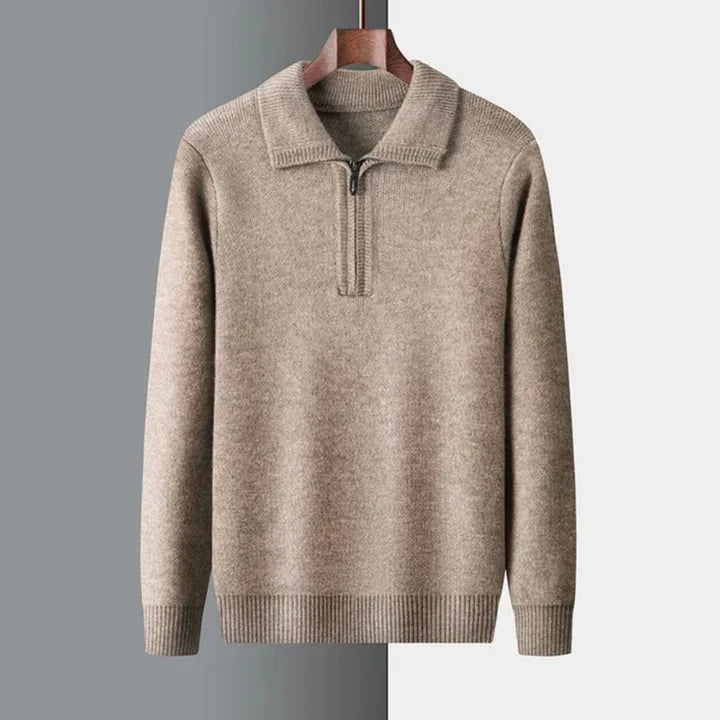 Caius Cashmere-Alpaca Zip Trui – Luxe en Tijdloze Warmte voor Heren
