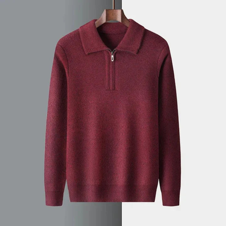 Caius Cashmere-Alpaca Zip Trui – Luxe en Tijdloze Warmte voor Heren