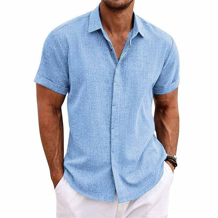 Nardo Korte Mouwen Heren Overhemd – Ademend Zomer Shirt in Linnenlook met Casual Elegantie