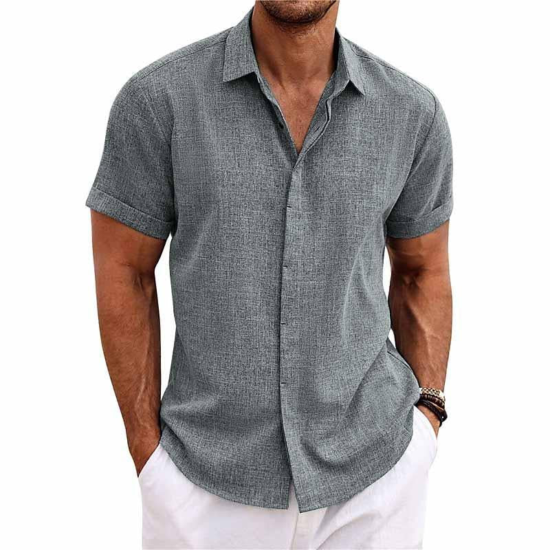 Nardo Korte Mouwen Heren Overhemd – Ademend Zomer Shirt in Linnenlook met Casual Elegantie