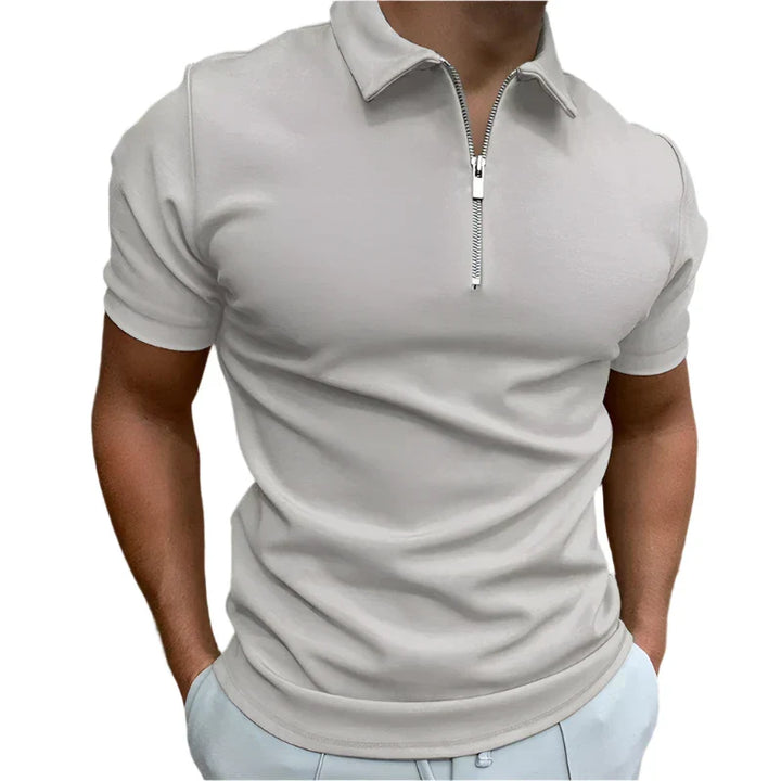 Renzo Heren Polo – Casual Slim Fit Poloshirt met Ritssluiting en Korte Mouwen