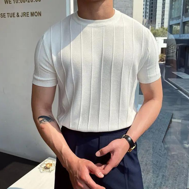 Shlomo™ Luxe Gebreid T-shirt voor Heren – Verfijnde Pasvorm en Zachte Kwaliteit