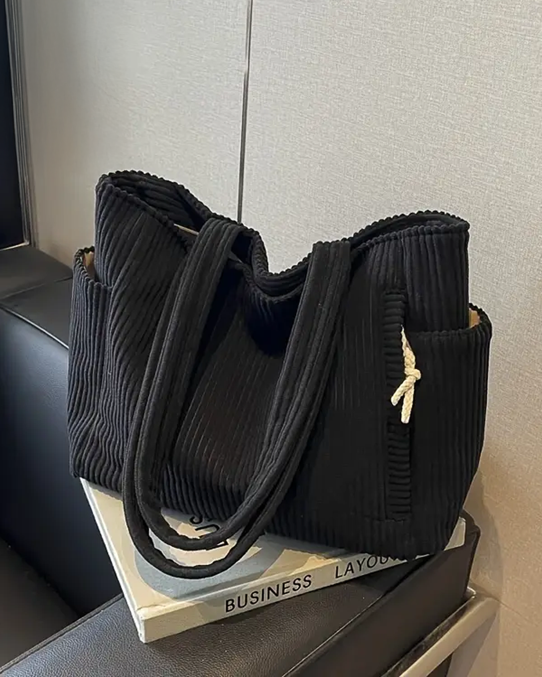Éloïse | Sac cabas côtelé avec détail cordon