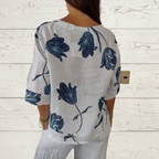 Linéa | Blouse Fluide à Col V Imprimé