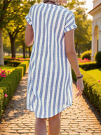 Maréva | Robe Chemise Rayée Fluide (Grande taille)