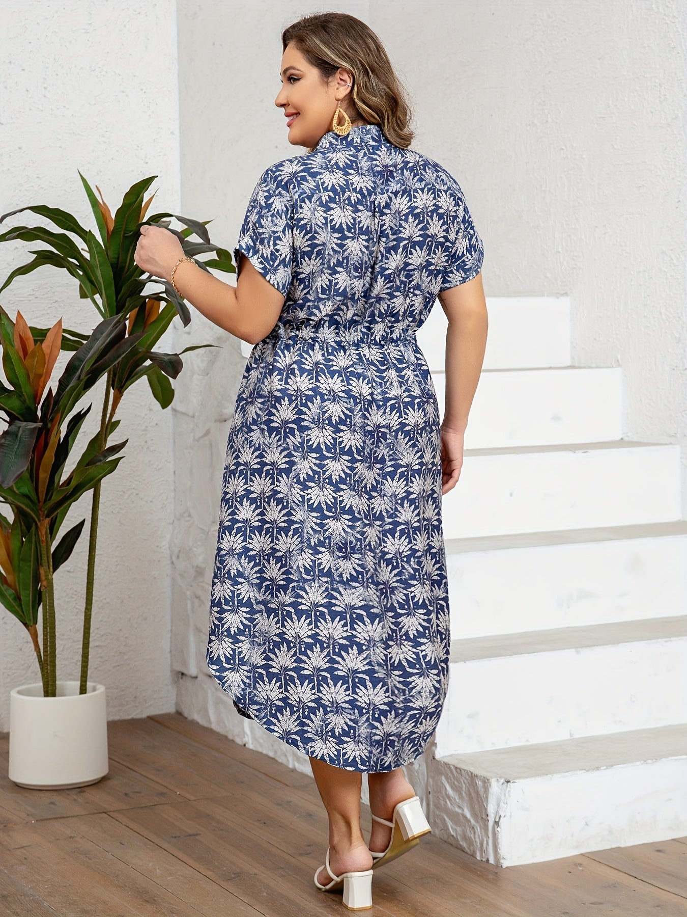 Noléa | Robe Midi Fluide à Imprimé Élégant (Grande Taille)