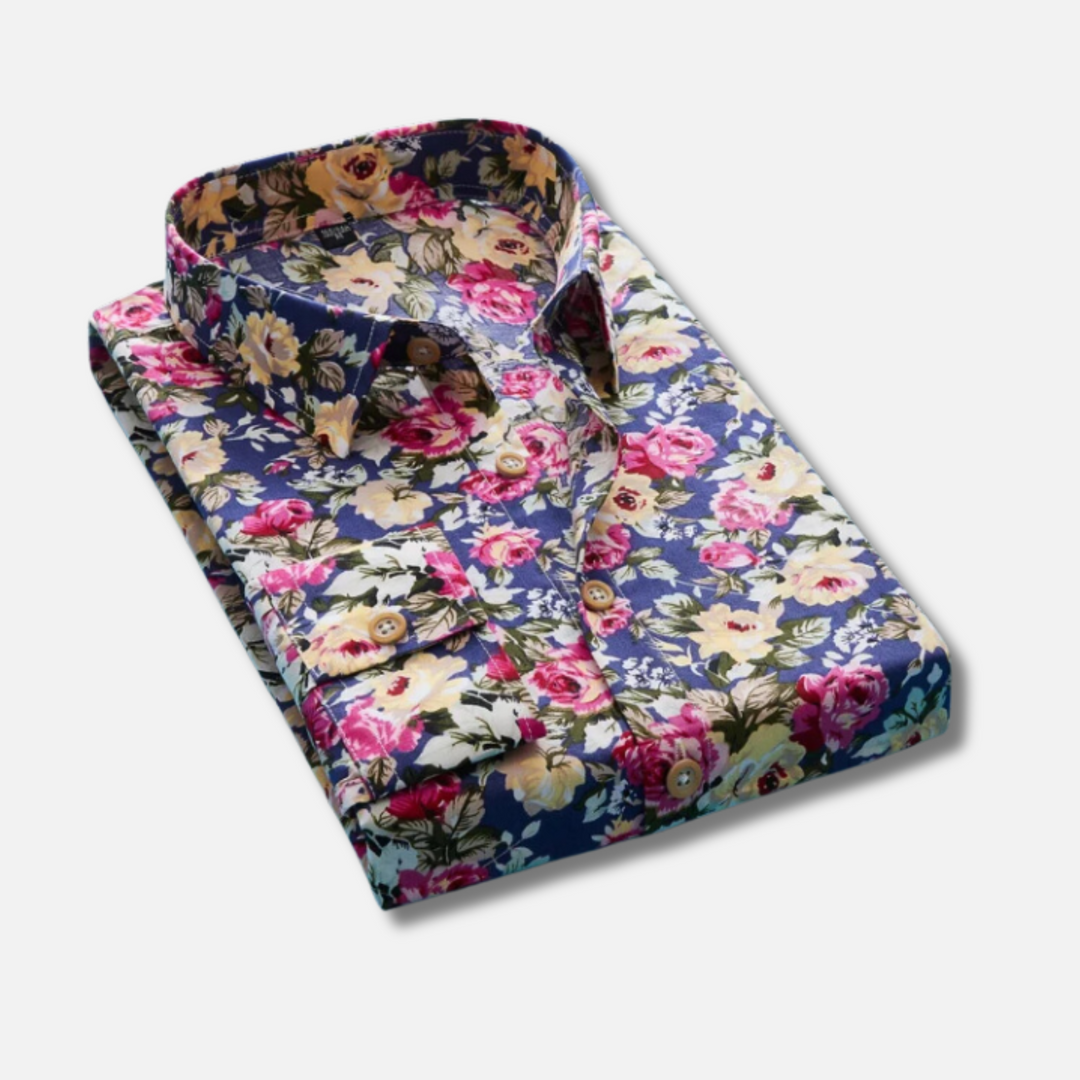 Chaim™ Bloemenprint Trouwblouse voor Heren – Stijlvolle Blouse met Elegante Bruiloftsuitstraling