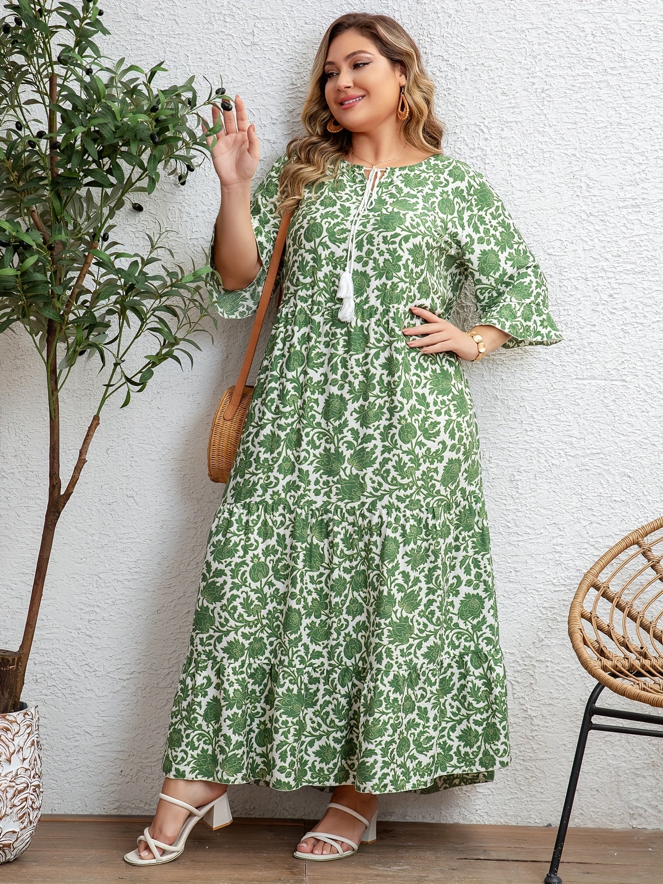 Azélie | Robe Longue Fleurie (Grande Taille)