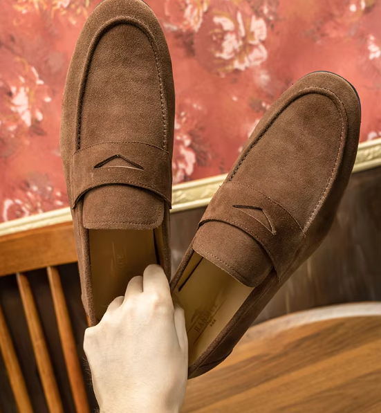 Renzo Leren Loafers – Luxe Suède Hereninstappers met Tijdloos Design