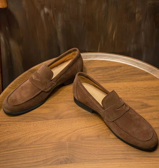 Renzo Leren Loafers – Luxe Suède Hereninstappers met Tijdloos Design