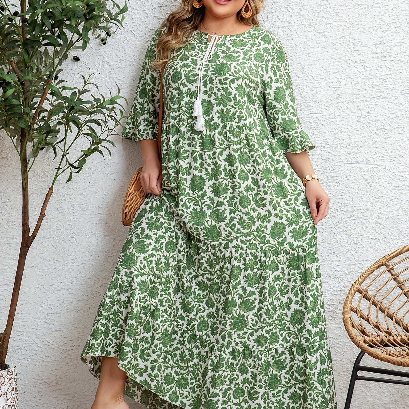 Azélie | Robe Longue Fleurie (Grande Taille)