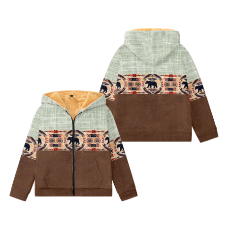 Matthijs Bohemian Hoodie – Bruine herenhoodie met unieke patronen en warme voering
