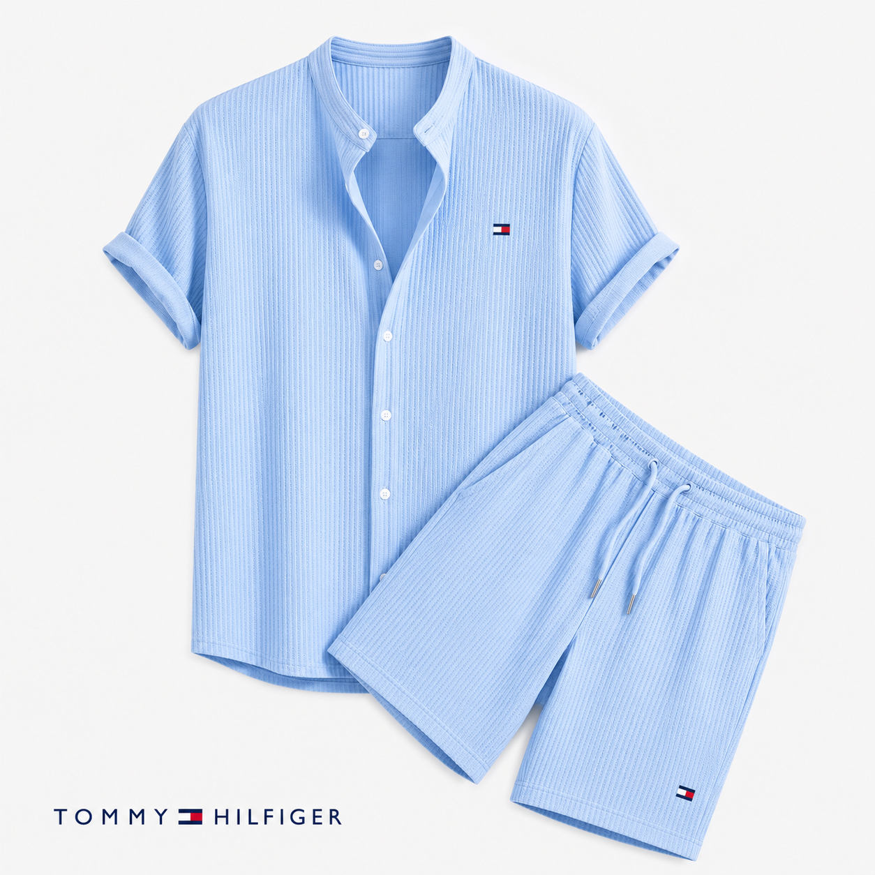 Tommy – Ensemble d’été pour homme avec chemise à manches courtes et short | 1 acheté = 1 offert