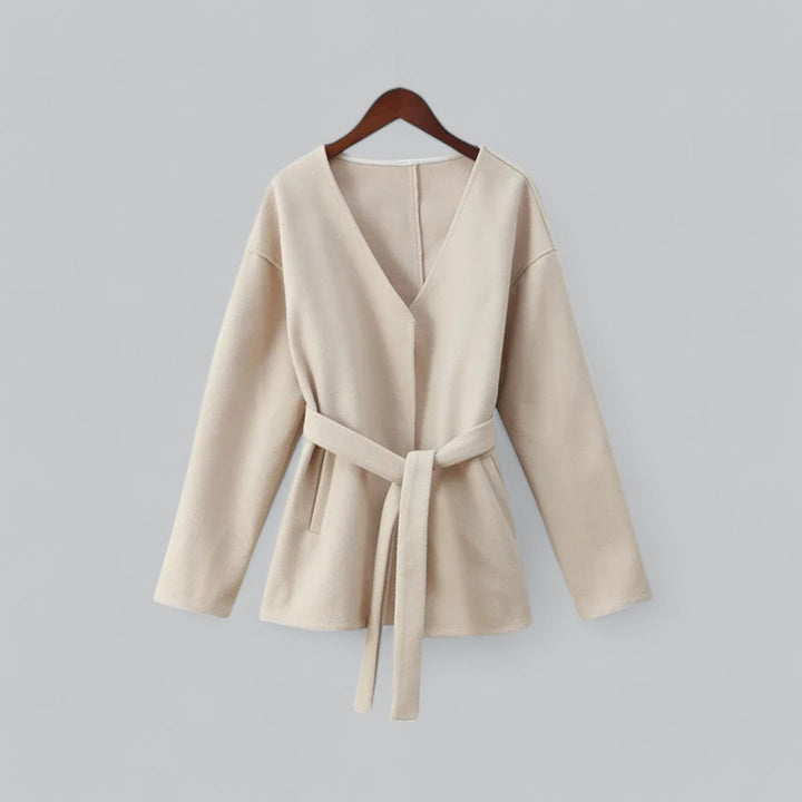 Zerina Midi Jas – Moderne Elegantie met Luxe Afwerking