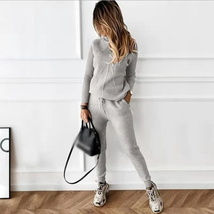 Norelle Jogging Set – Dames Joggingpak met Ribgebreide Trui en Joggingbroek