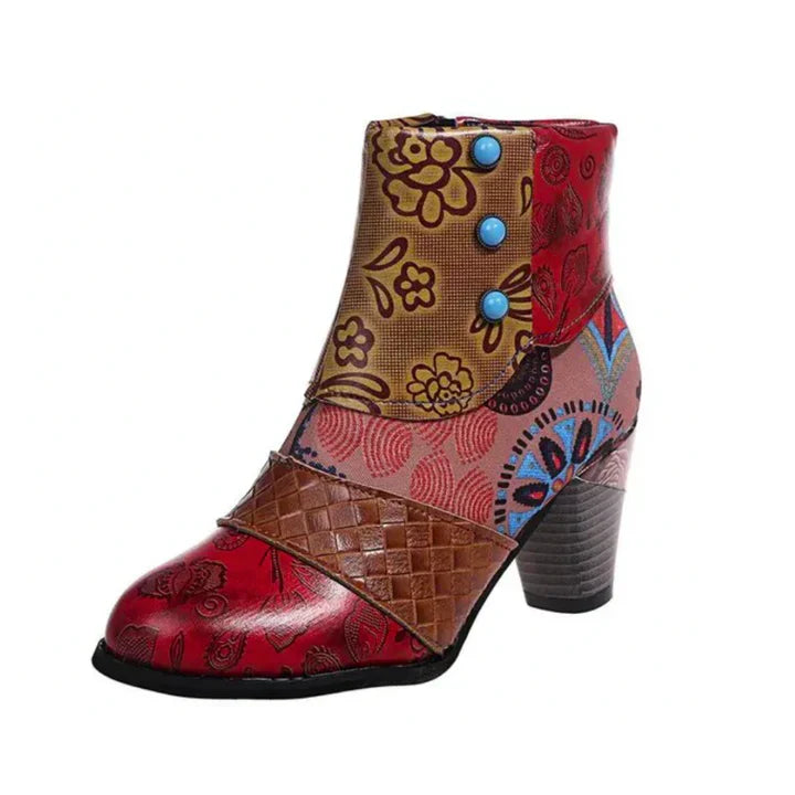 Trixie Bohemian Dameslaarzen – Patchwork Statement Boots | Trixie Boho Patchwork Dameslaarzen met Bloemmotief