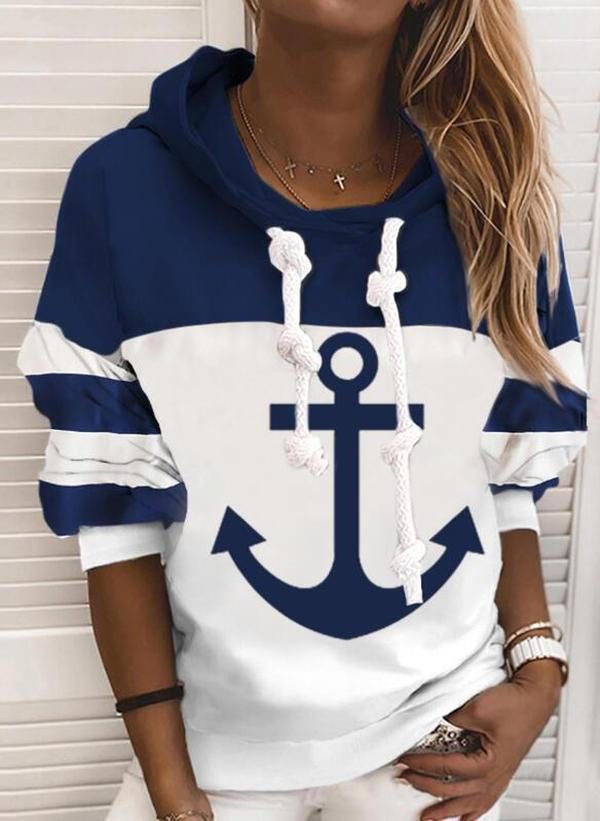 Marina Hoodie – Dames Hoodie met Color-Block Ontwerp en Maritieme Flair