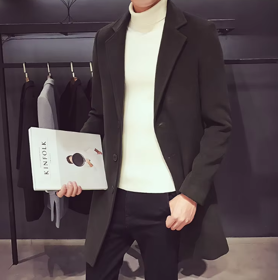 Davor Lange Herenjas – Stijlvolle Overjas met Klassieke Revers