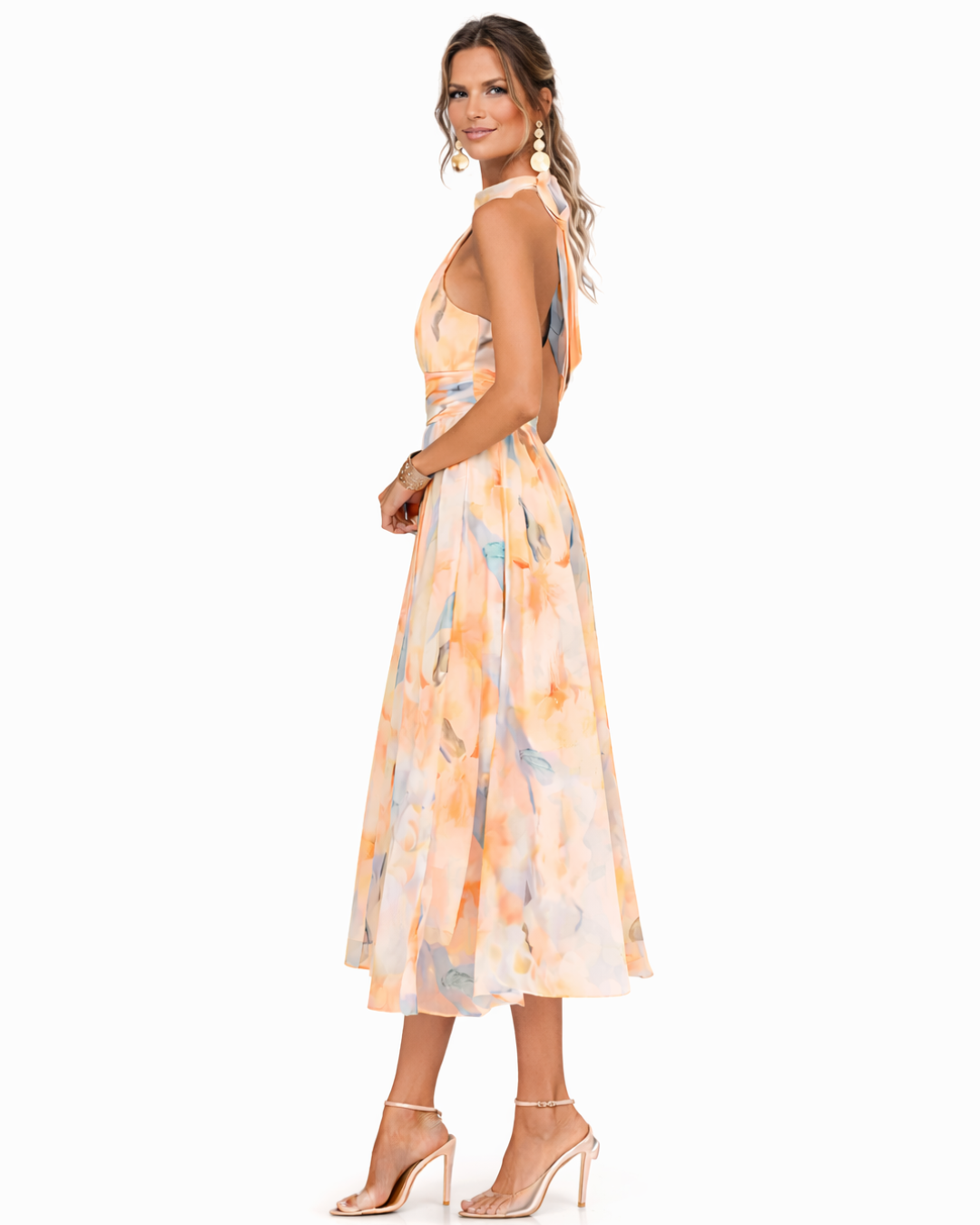 Aurora | Robe Maxi Fluide à Col Halter Imprimé