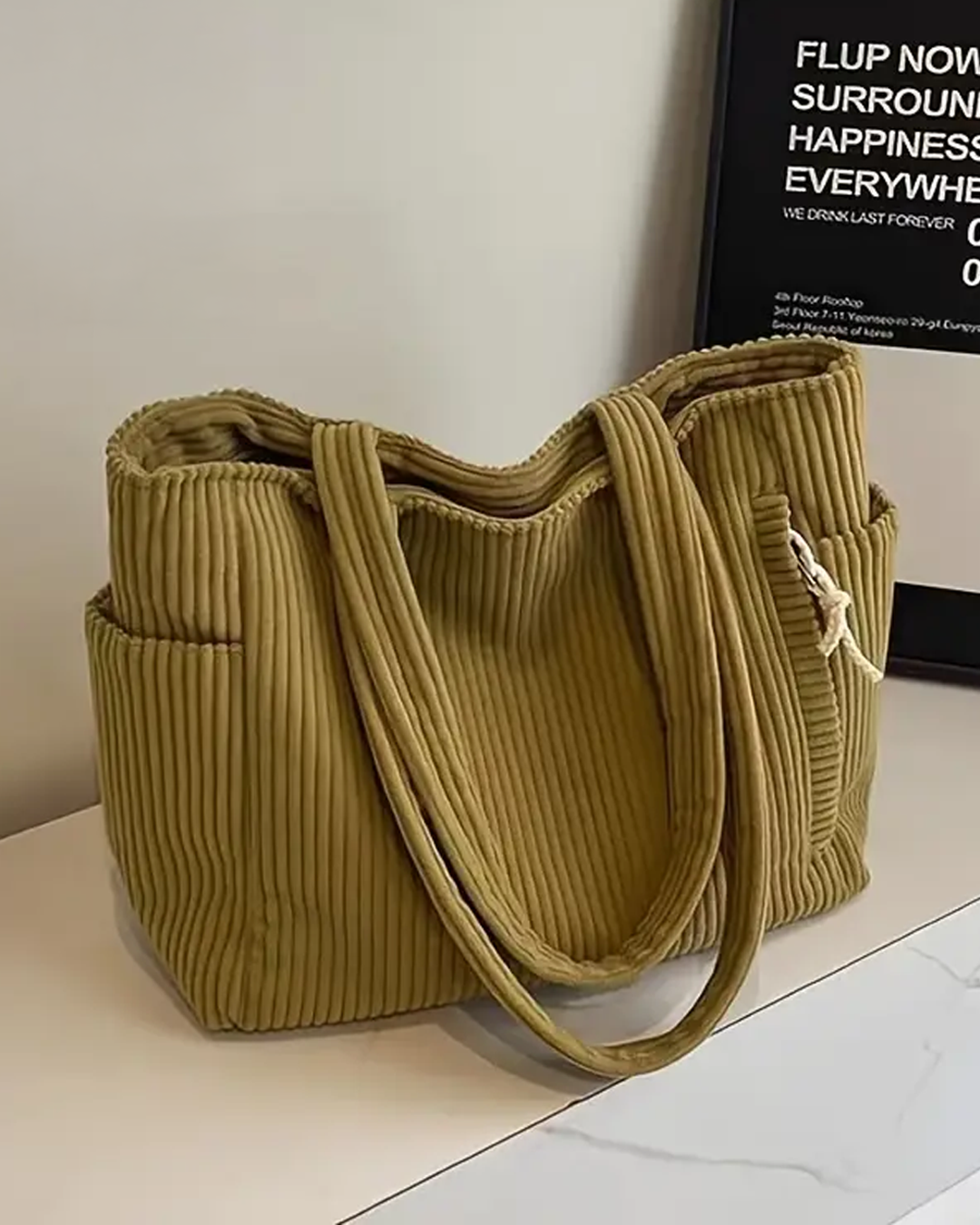 Éloïse | Sac cabas côtelé avec détail cordon