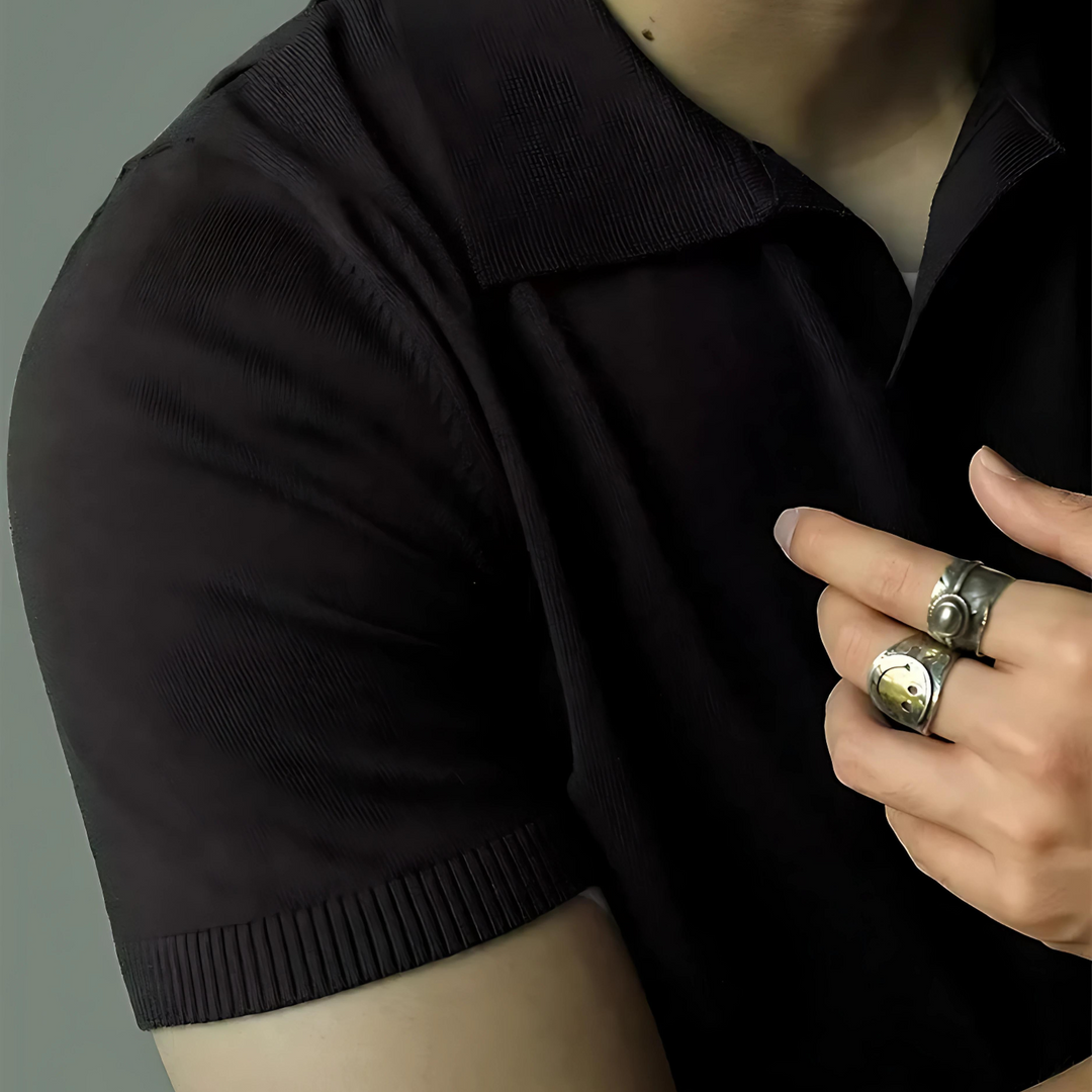 Marvin – V-Hals Gebreide Polo voor Heren met Tijdloze Stijl