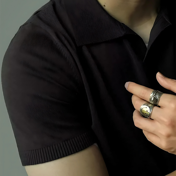 Marvin – V-Hals Gebreide Polo voor Heren met Tijdloze Stijl