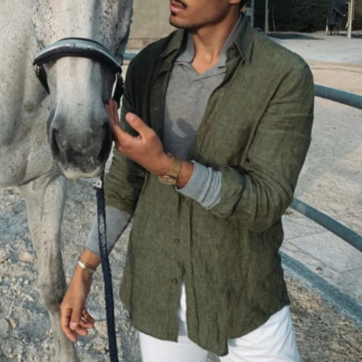 Urien Linnen Blouse voor Heren – Luchtige Zomerblouse met Natuurlijke Stijl en Comfort