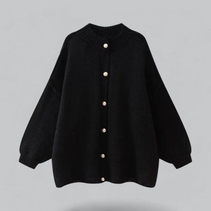 Oksana Cardigan – Oversized Damesvest met Luxe Details en Tijdloze Stijl