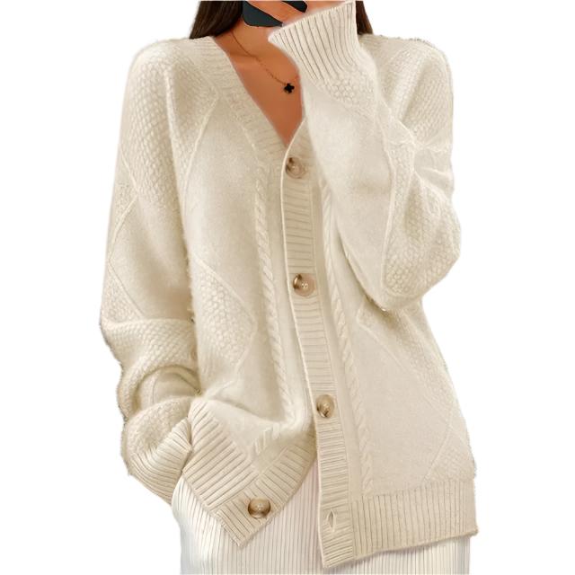 Meridia Cardigan – Tijdloze Ribgebreide Damescardigan met Elegante V-hals