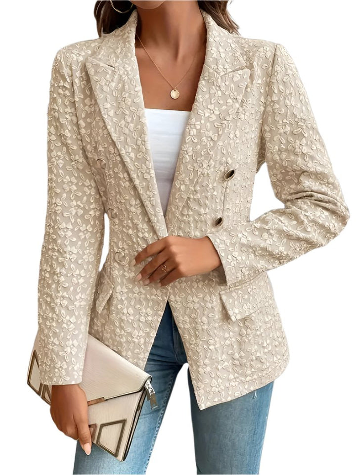 Selvia Jacquard Blazer – Stijlvolle Dames Blazer met Subtiel Bloemmotief