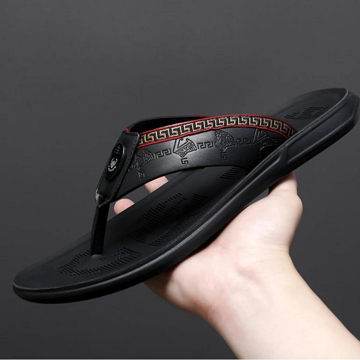 Jassi – Lederen Anti-Slip Slippers Voor Heren Met Stijl En Grip