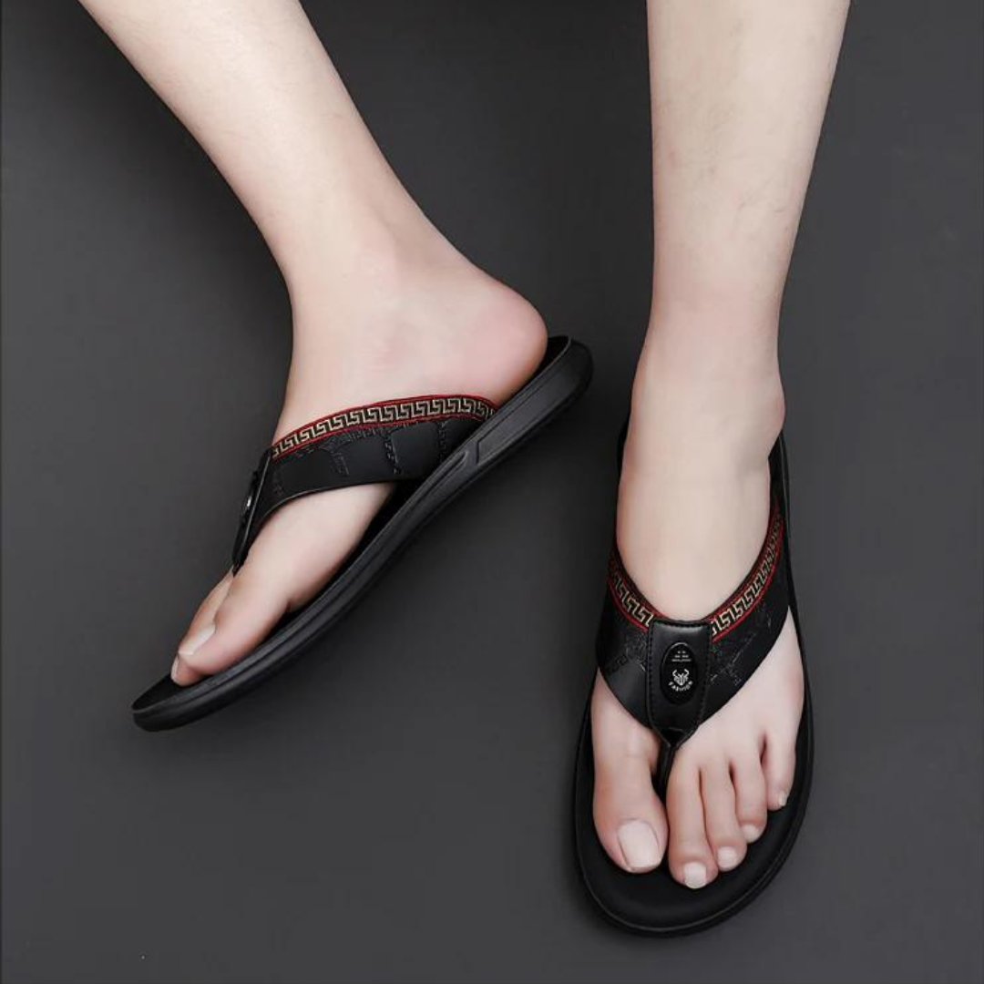 Jassi – Lederen Anti-Slip Slippers Voor Heren Met Stijl En Grip