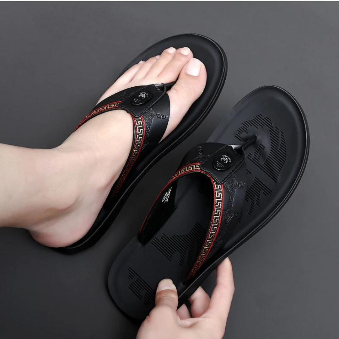 Jassi – Lederen Anti-Slip Slippers Voor Heren Met Stijl En Grip