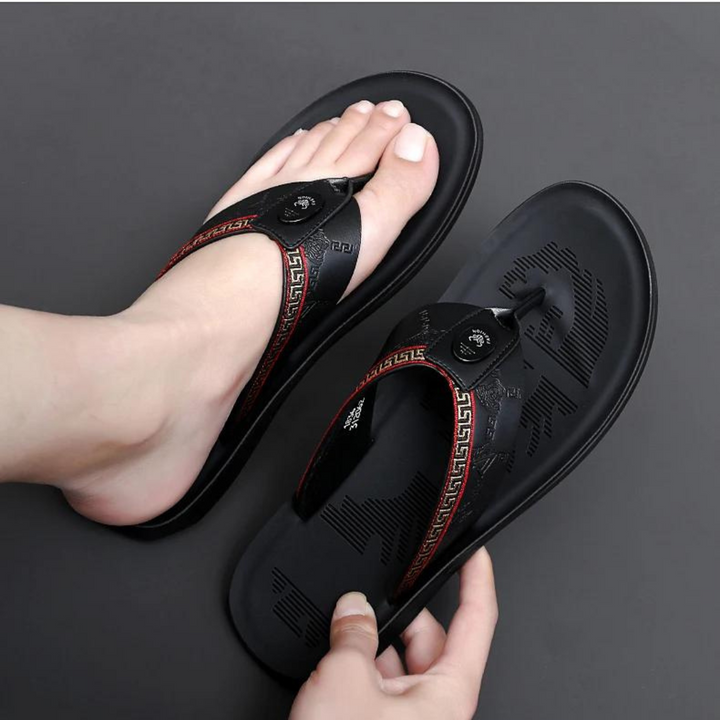 Jassi – Lederen Anti-Slip Slippers Voor Heren Met Stijl En Grip