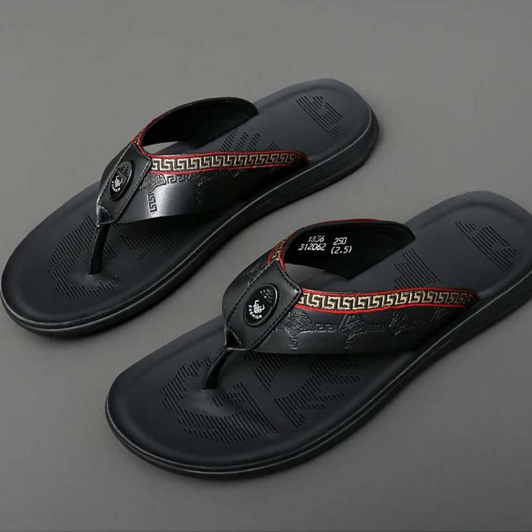 Jassi – Lederen Anti-Slip Slippers Voor Heren Met Stijl En Grip