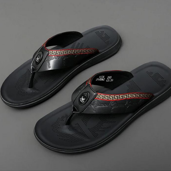 Jassi – Lederen Anti-Slip Slippers Voor Heren Met Stijl En Grip