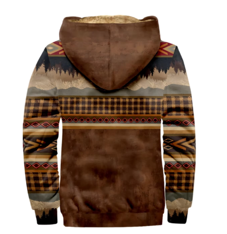 Matthijs Bohemian Hoodie – Bruine herenhoodie met unieke patronen en warme voering