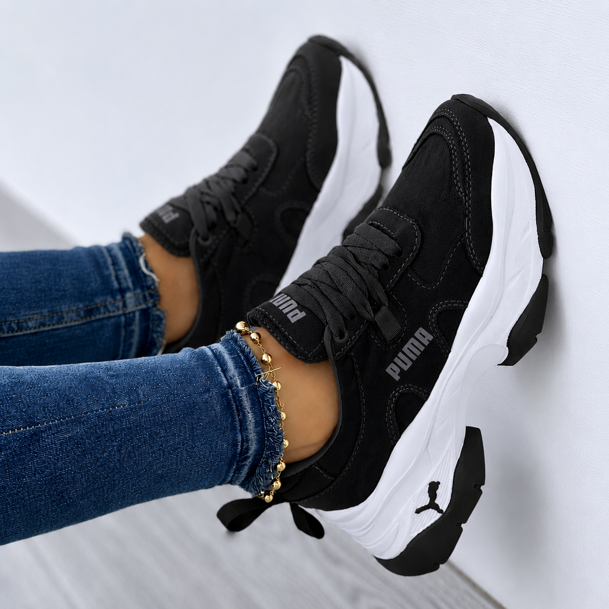 Puma – Baskets pour femmes avec semelle chunky et fermeture à lacets | 1 achetée = 1 offerte