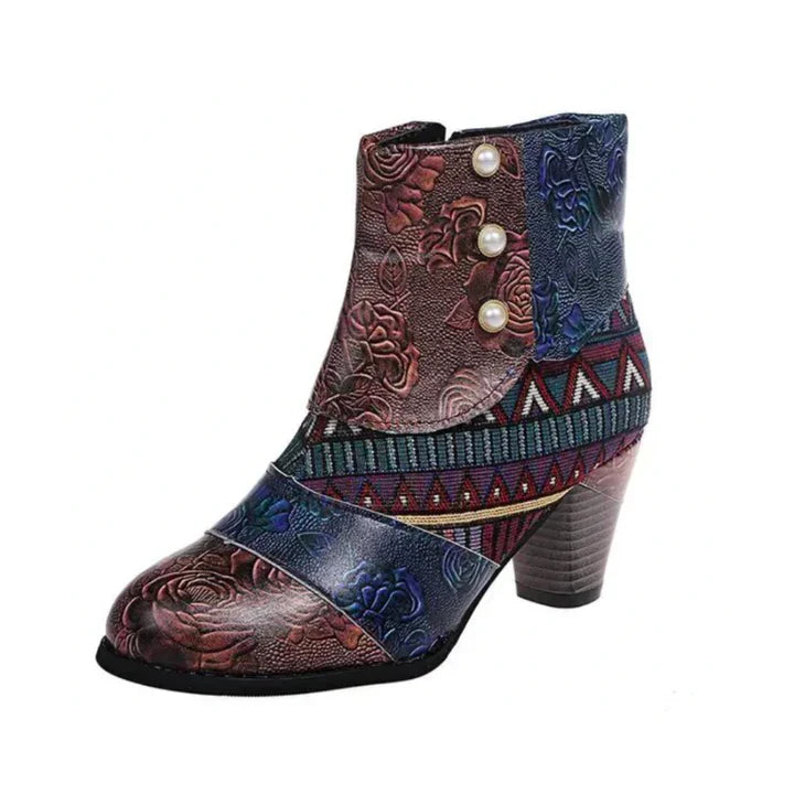 Trixie Bohemian Dameslaarzen – Patchwork Statement Boots | Trixie Boho Patchwork Dameslaarzen met Bloemmotief