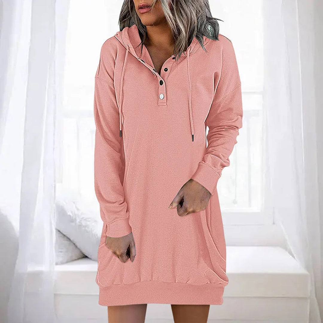 Starla Hoodie Jurk – Casual Damesjurk met Capuchon en Losse Pasvorm