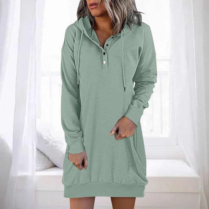 Starla Hoodie Jurk – Casual Damesjurk met Capuchon en Losse Pasvorm