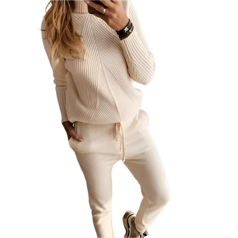 Norelle Jogging Set – Dames Joggingpak met Ribgebreide Trui en Joggingbroek