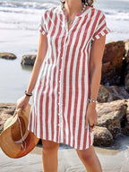 Maréva | Robe Chemise Rayée Fluide (Grande taille)